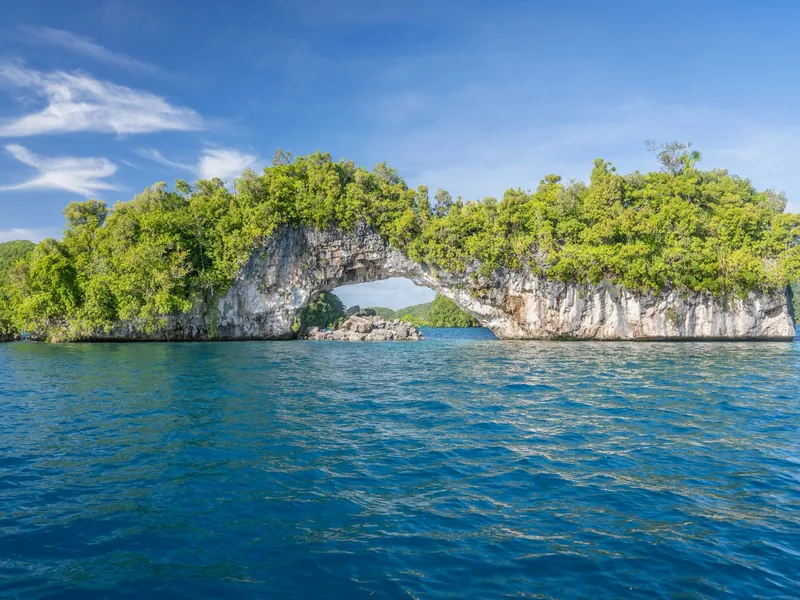 Skalna wyspa z naturalnym łukiem, Rock Islands, Palau