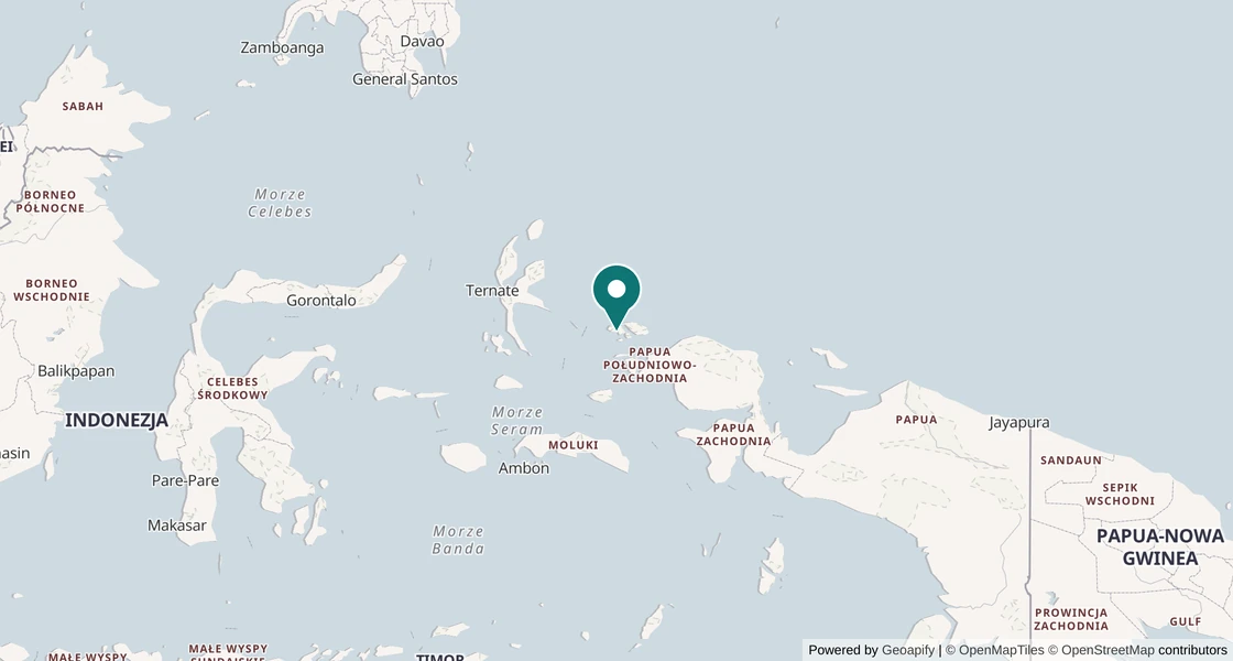 Mapa z zaznaczoną lokalizacją: Raja Ampat, Indonezja