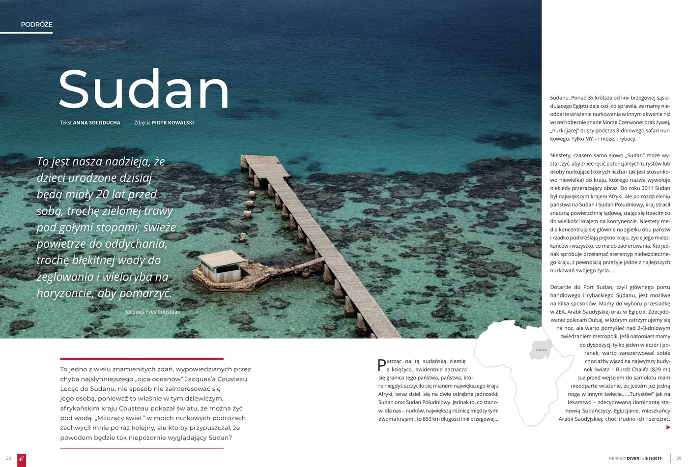 Pierwsza strona artykułu "Sudan - Morze Czerwone bez tłumów" w Perfect Diver nr 3(5)/2019